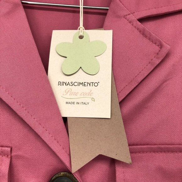 NWT Rinascimento Pink tie waist black buttoned coat four pockets SP - Picture 7 of 15